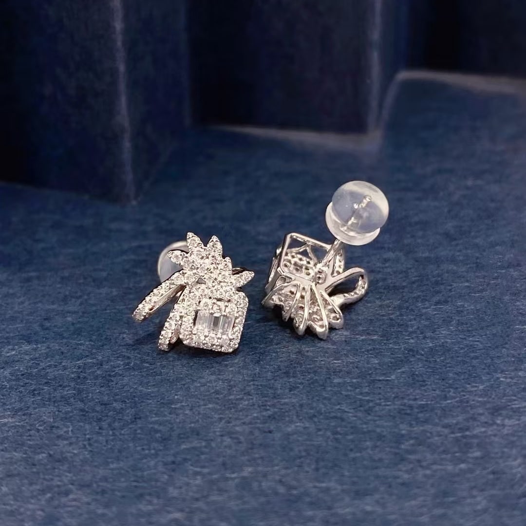 14k Gold 0.45 Ct Natural H Diamond Earrings - 3