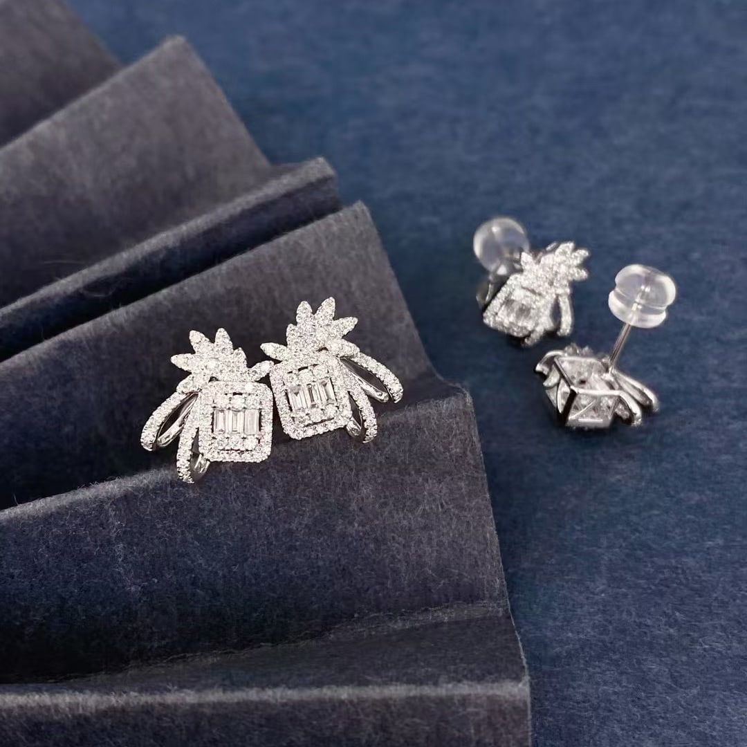 14k Gold 0.45 Ct Natural H Diamond Earrings - 4