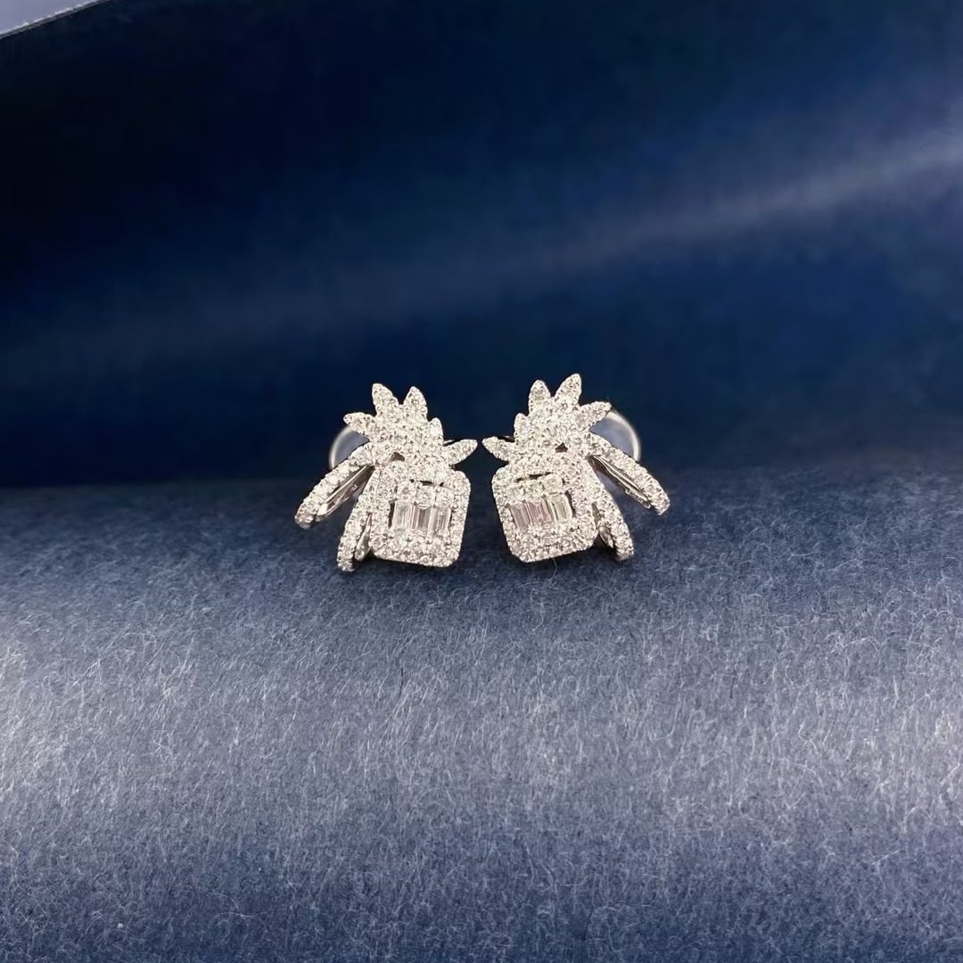 14k Gold 0.45 Ct Natural H Diamond Earrings - 5