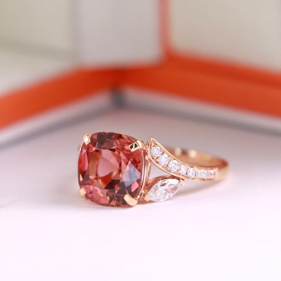14k Gold 4.81 Ctw Natural Tourmaline & Diamond Ring - 4