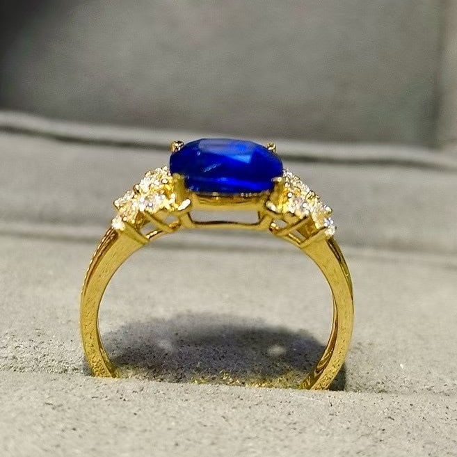 14k Gold 2.69 Ctw Natural Sapphire & Diamond Ring - 3