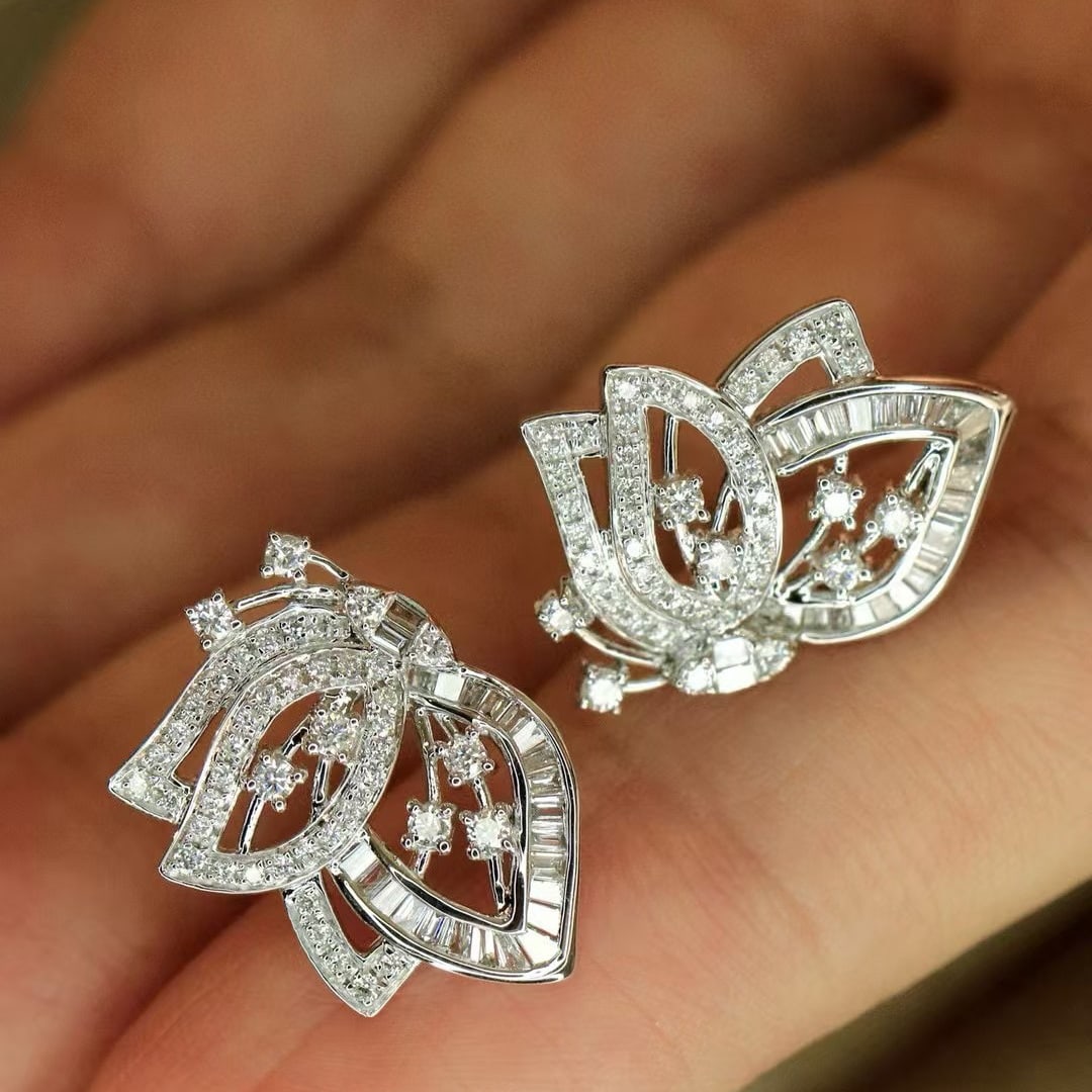 14k Gold 0.65 Ct Natural H Diamond Earrings - 3