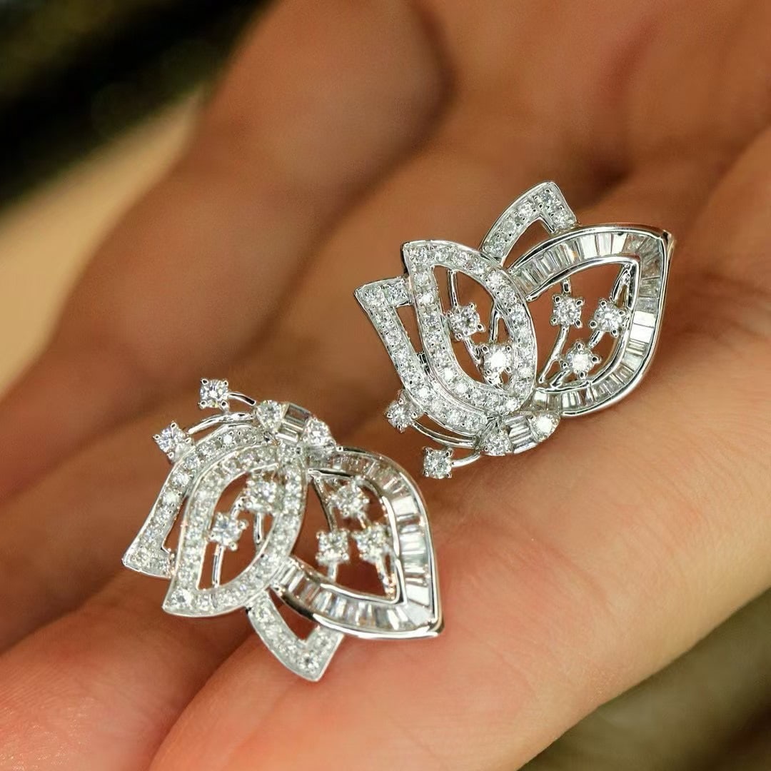 14k Gold 0.65 Ct Natural H Diamond Earrings - 4