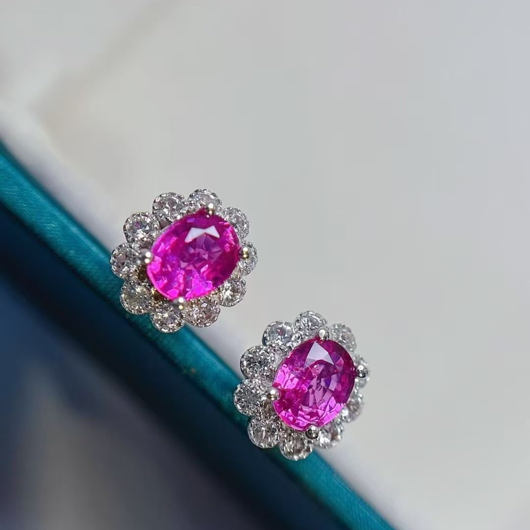 14k Gold 1.16 Ct Natural Ruby & Sapphire Earrings - 2