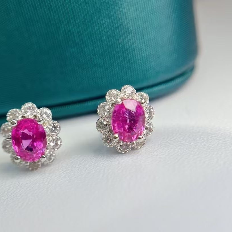 14k Gold 1.16 Ct Natural Ruby & Sapphire Earrings - 4