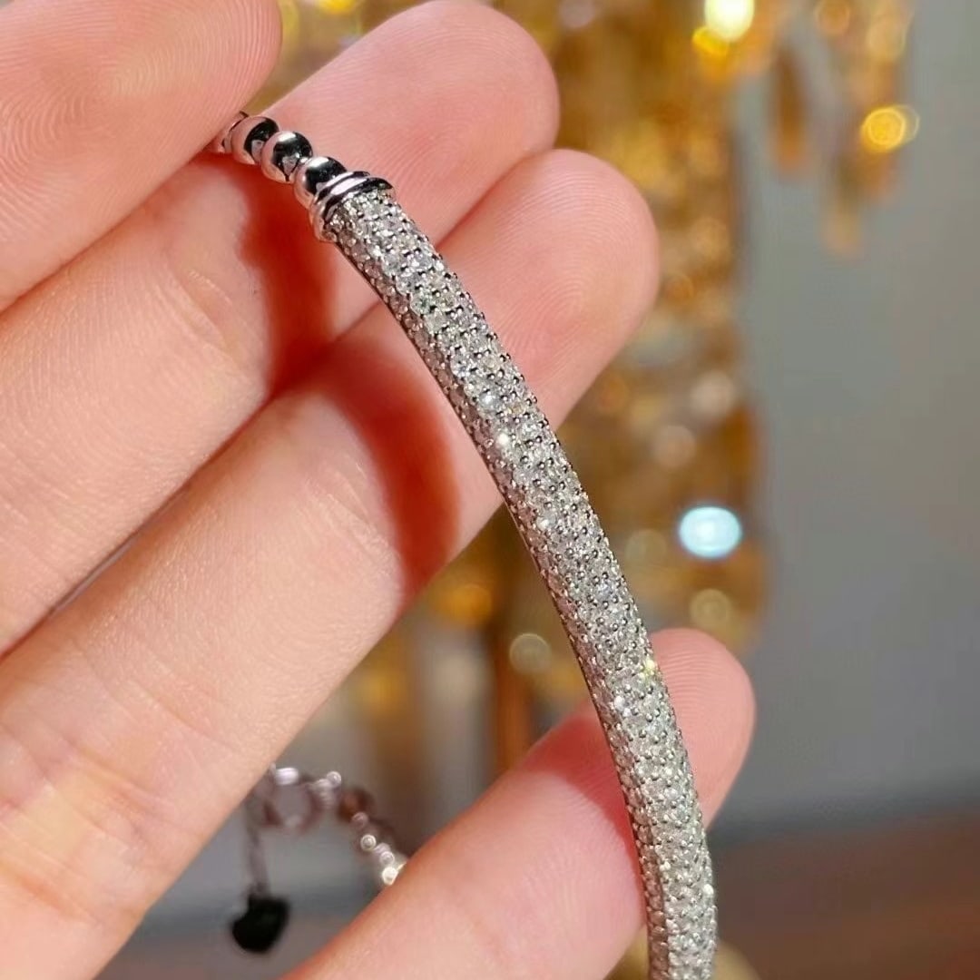 14k Gold 1.23 Ct Natural H Diamond Bangle - 3