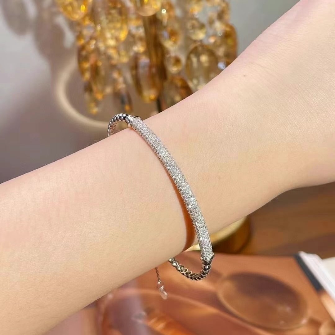 14k Gold 1.23 Ct Natural H Diamond Bangle - 5