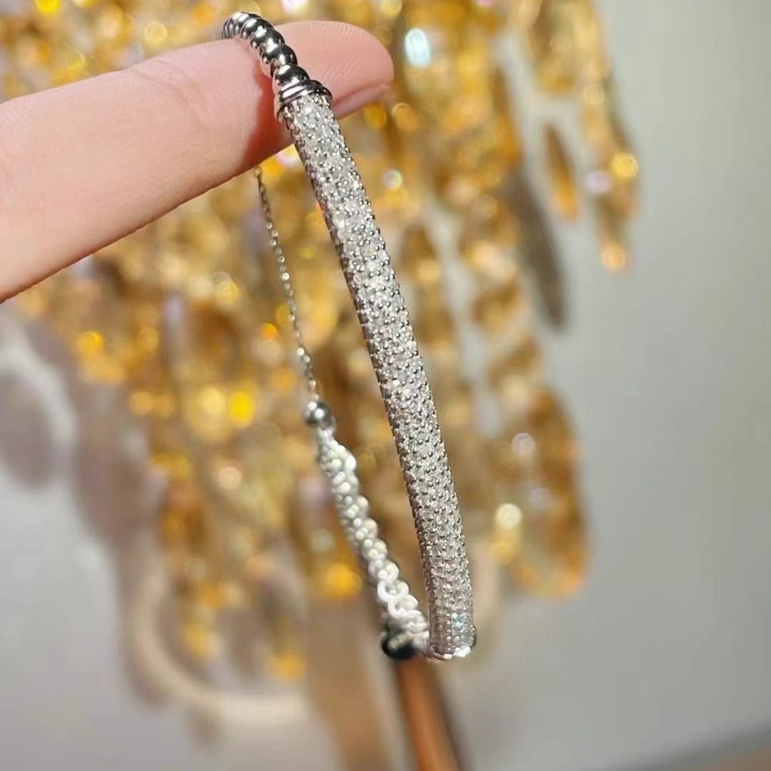 14k Gold 1.23 Ct Natural H Diamond Bangle - 6