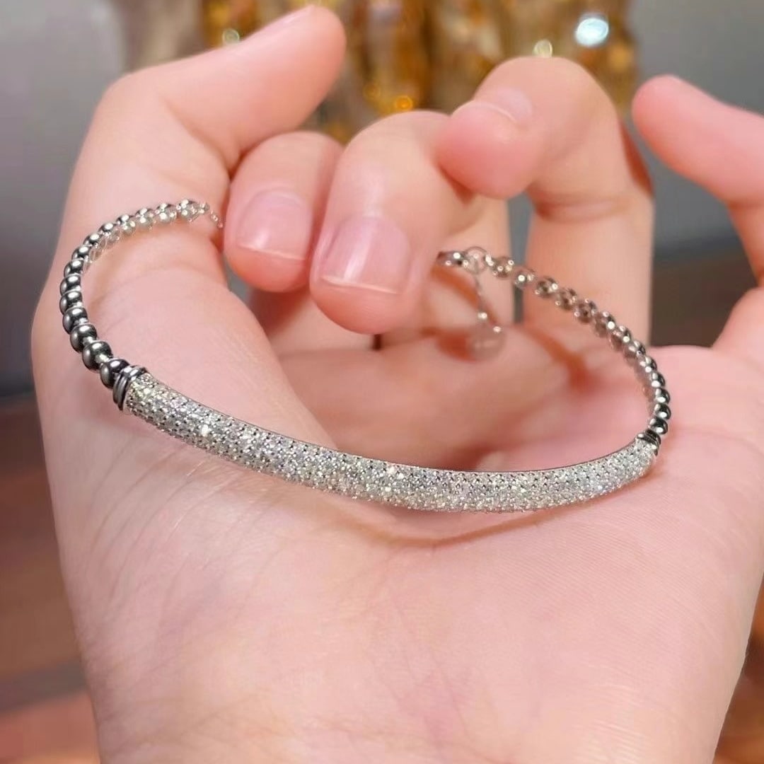 14k Gold 1.23 Ct Natural H Diamond Bangle - 7