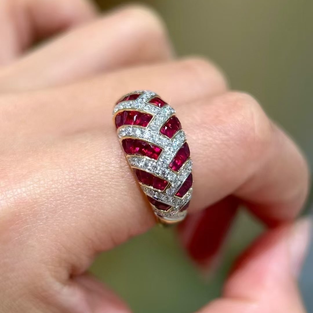 14k Gold 4.11 Ctw Vivid Red Natural Ruby & Diamond Ring - 2