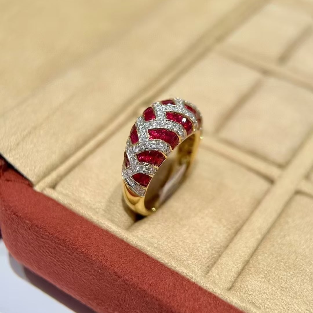 14k Gold 4.11 Ctw Vivid Red Natural Ruby & Diamond Ring - 3