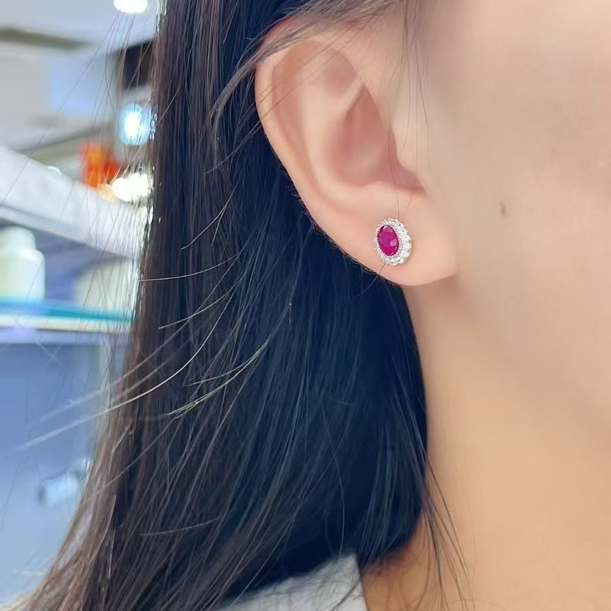 14k Gold 2.05 Ct Natural Ruby & Sapphire Earrings - 3