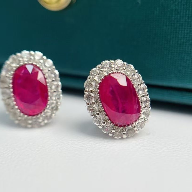 14k Gold 2.05 Ct Natural Ruby & Sapphire Earrings - 4