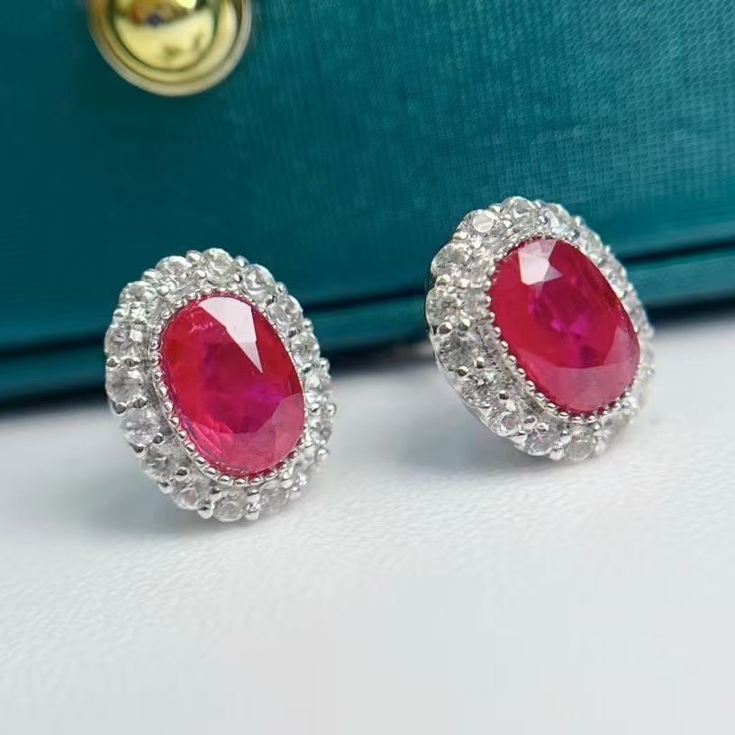 14k Gold 2.05 Ct Natural Ruby & Sapphire Earrings - 5