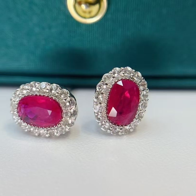 14k Gold 2.05 Ct Natural Ruby & Sapphire Earrings - 6