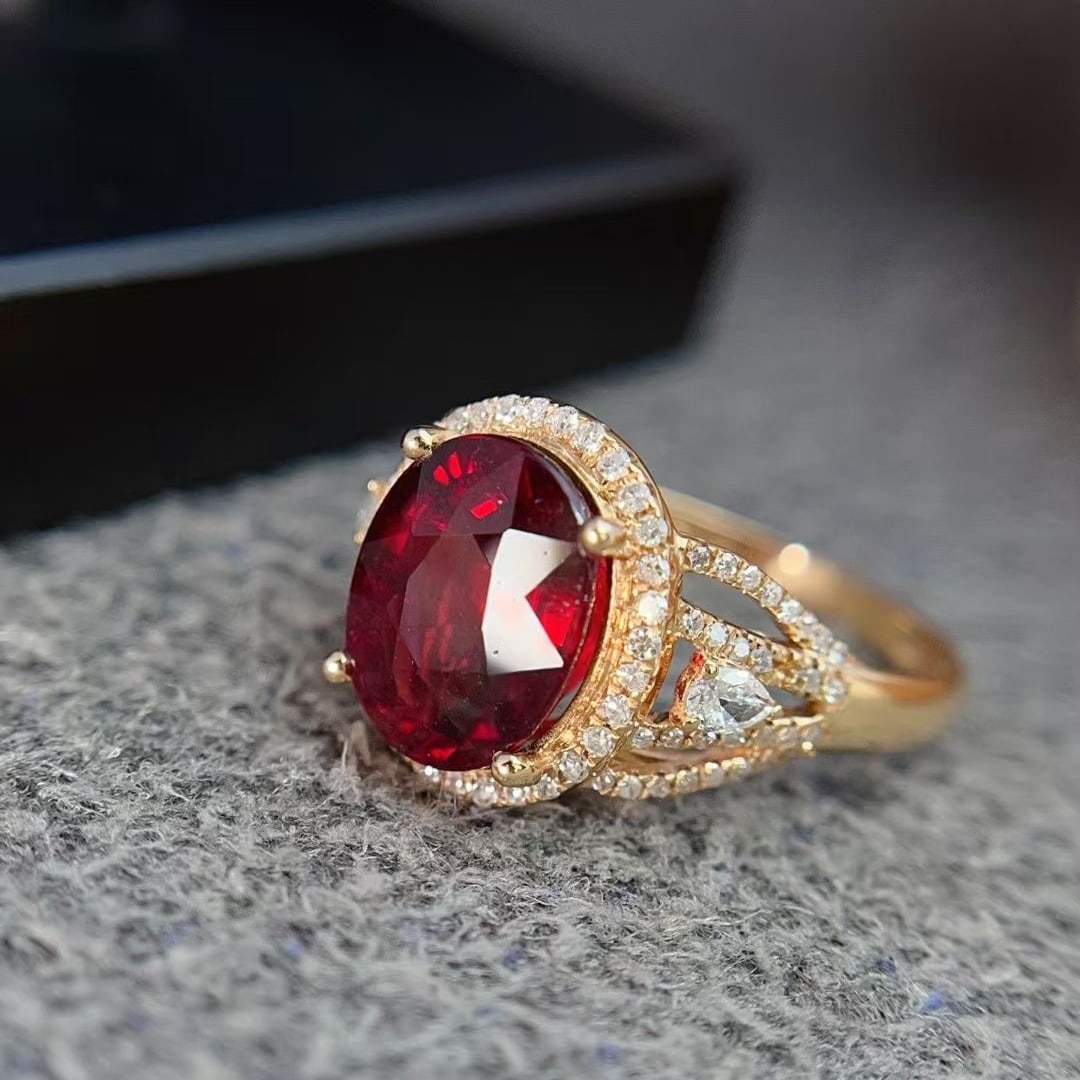 14k Gold 3 Ct Natural Tourmaline & Diamond Ring - 5