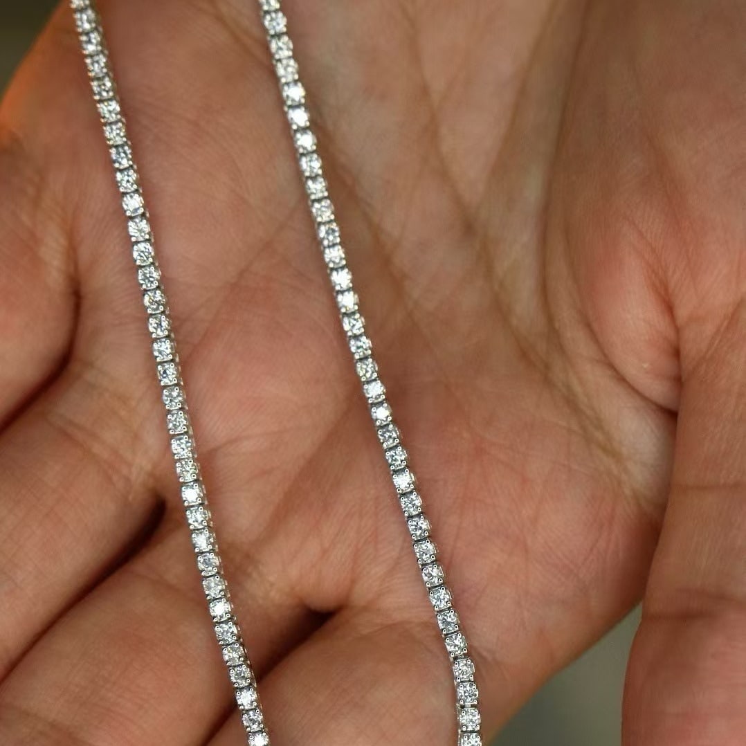 14k Gold 3 Ct Natural H Diamond Necklace - 6