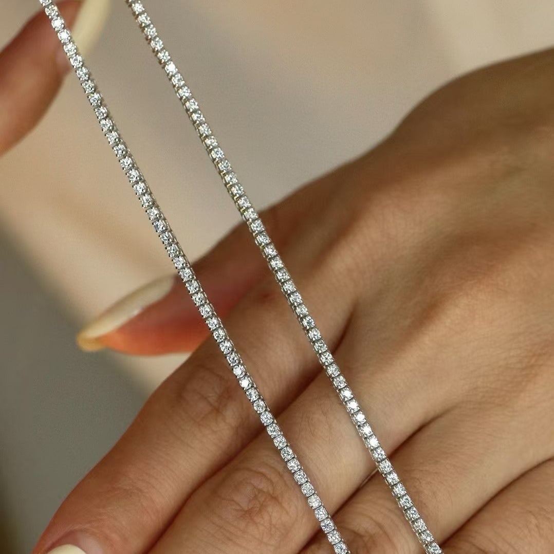 14k Gold 3 Ct Natural H Diamond Necklace - 7