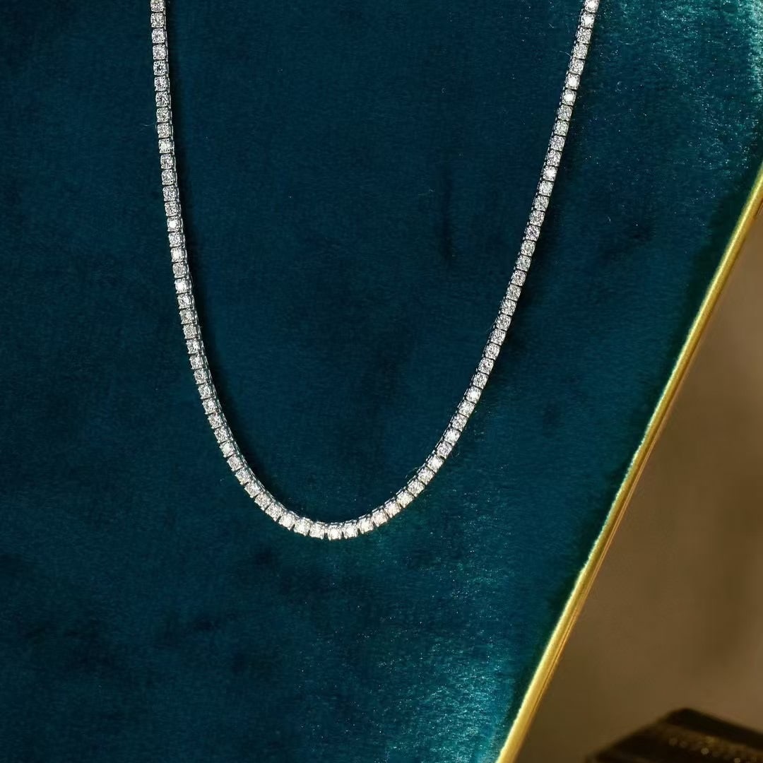 14k Gold 3 Ct Natural H Diamond Necklace - 8