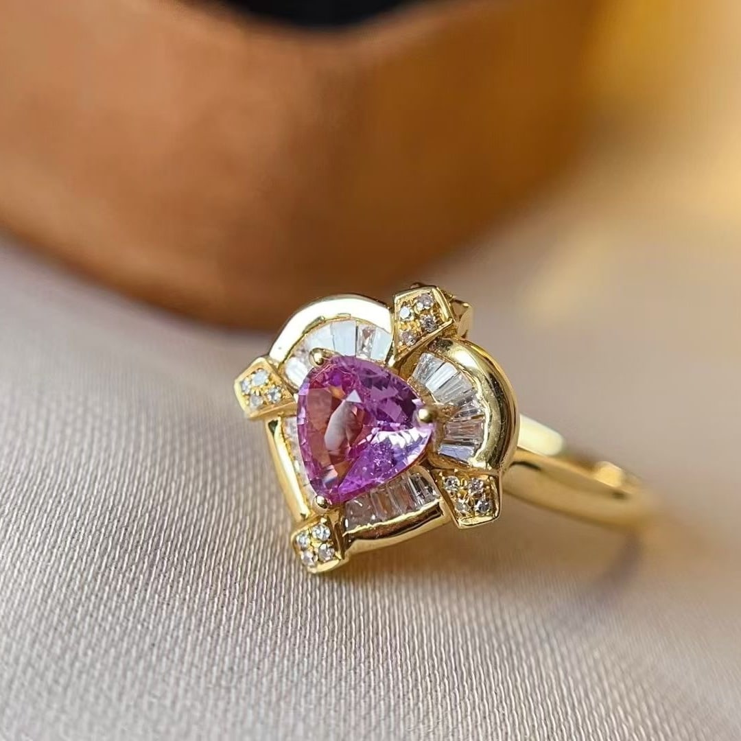 14k Gold 0.75 Ct Natural Sapphire & Diamond Ring/pendant( Without Chain ) - 2