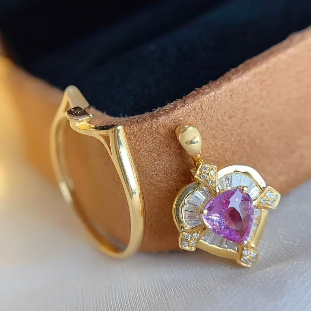 14k Gold 0.75 Ct Natural Sapphire & Diamond Ring/pendant( Without Chain ) - 4