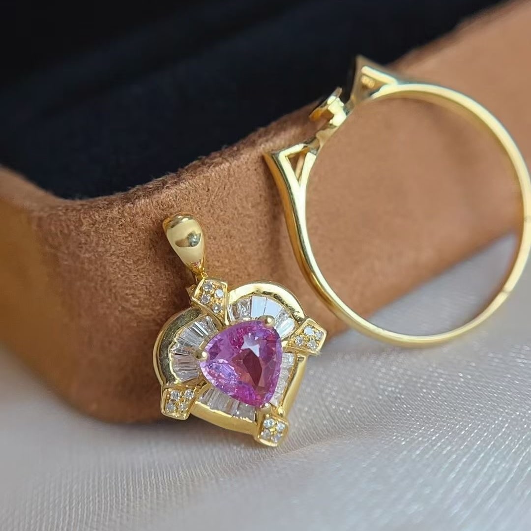 14k Gold 0.75 Ct Natural Sapphire & Diamond Ring/pendant( Without Chain ) - 5