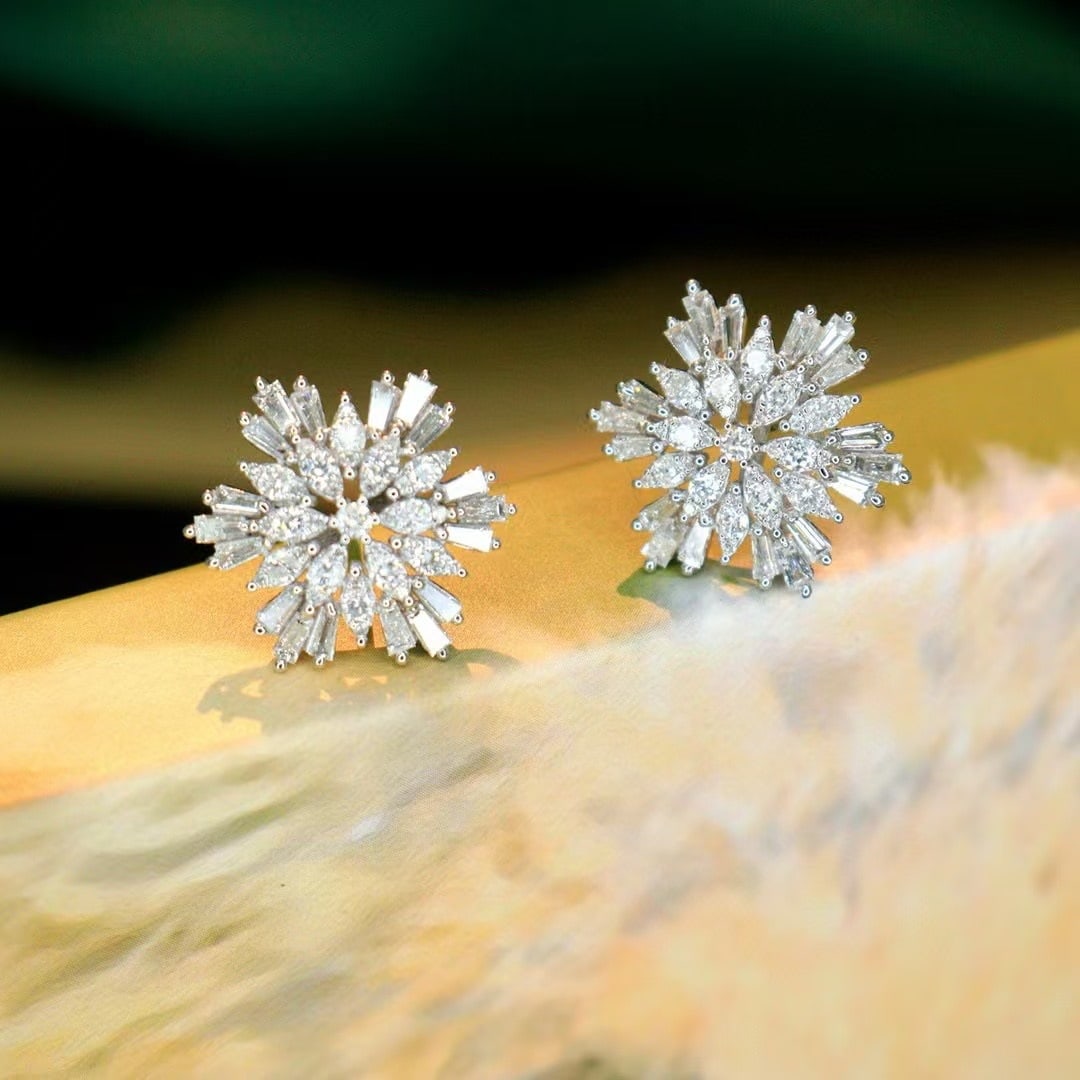 14k Gold 1.3 Ct Natural H Diamond Earrings - 5
