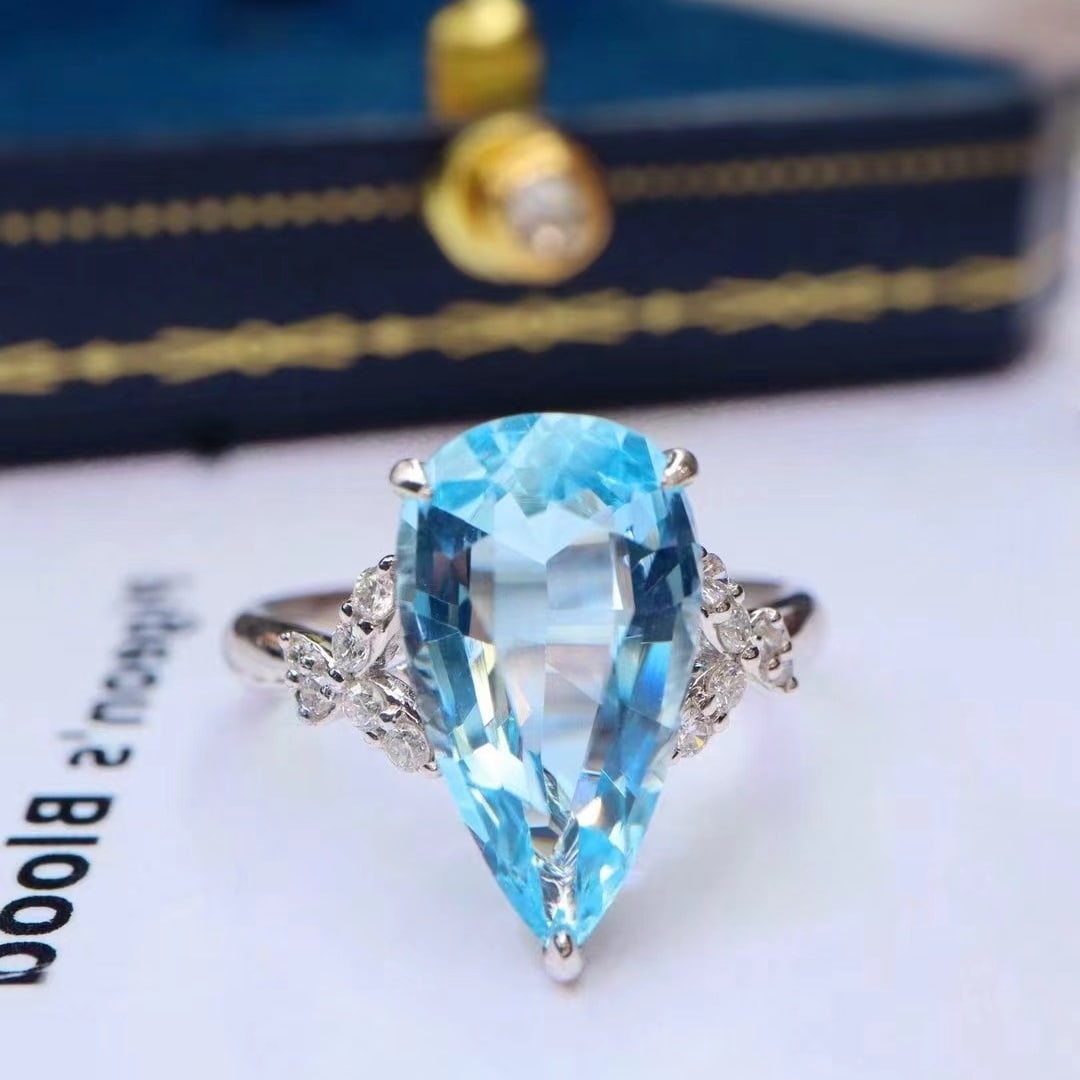 14k Gold 3.45 Ctw Natural Aquamarine & Diamond Ring - 3