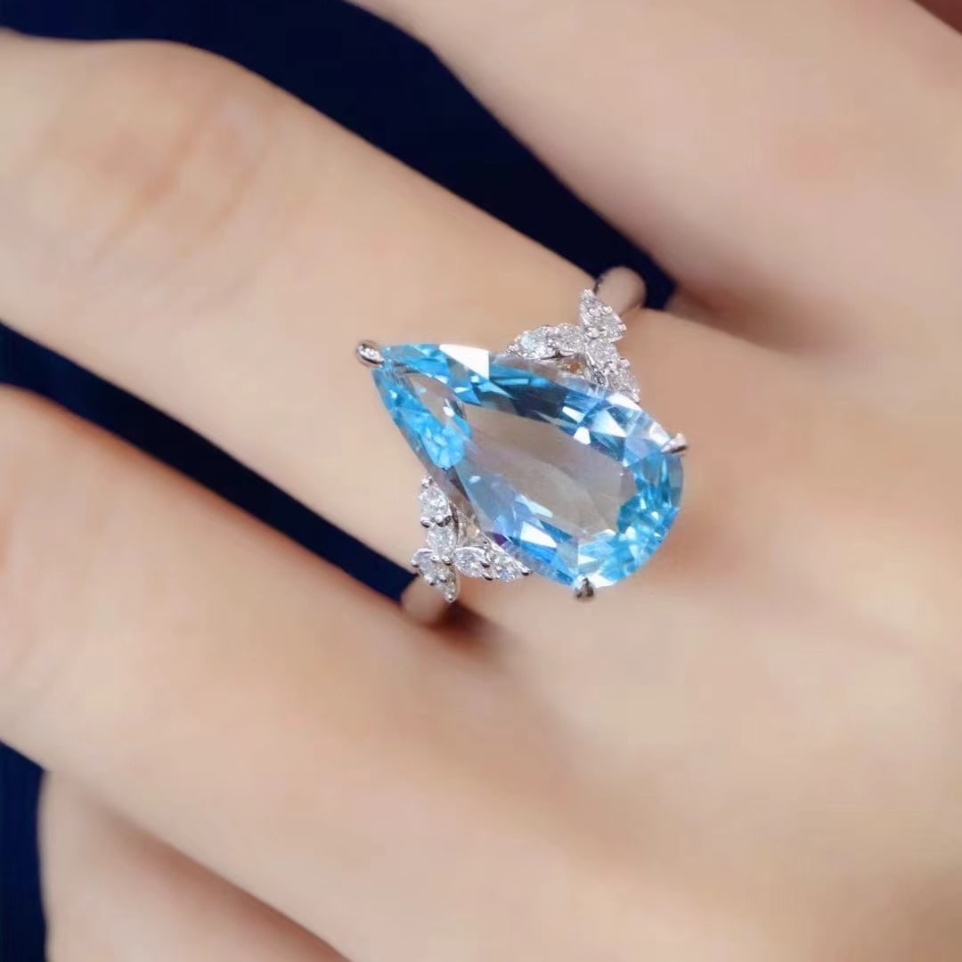 14k Gold 3.45 Ctw Natural Aquamarine & Diamond Ring - 4