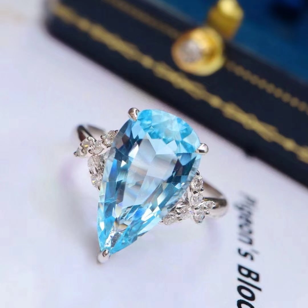 14k Gold 3.45 Ctw Natural Aquamarine & Diamond Ring - 5