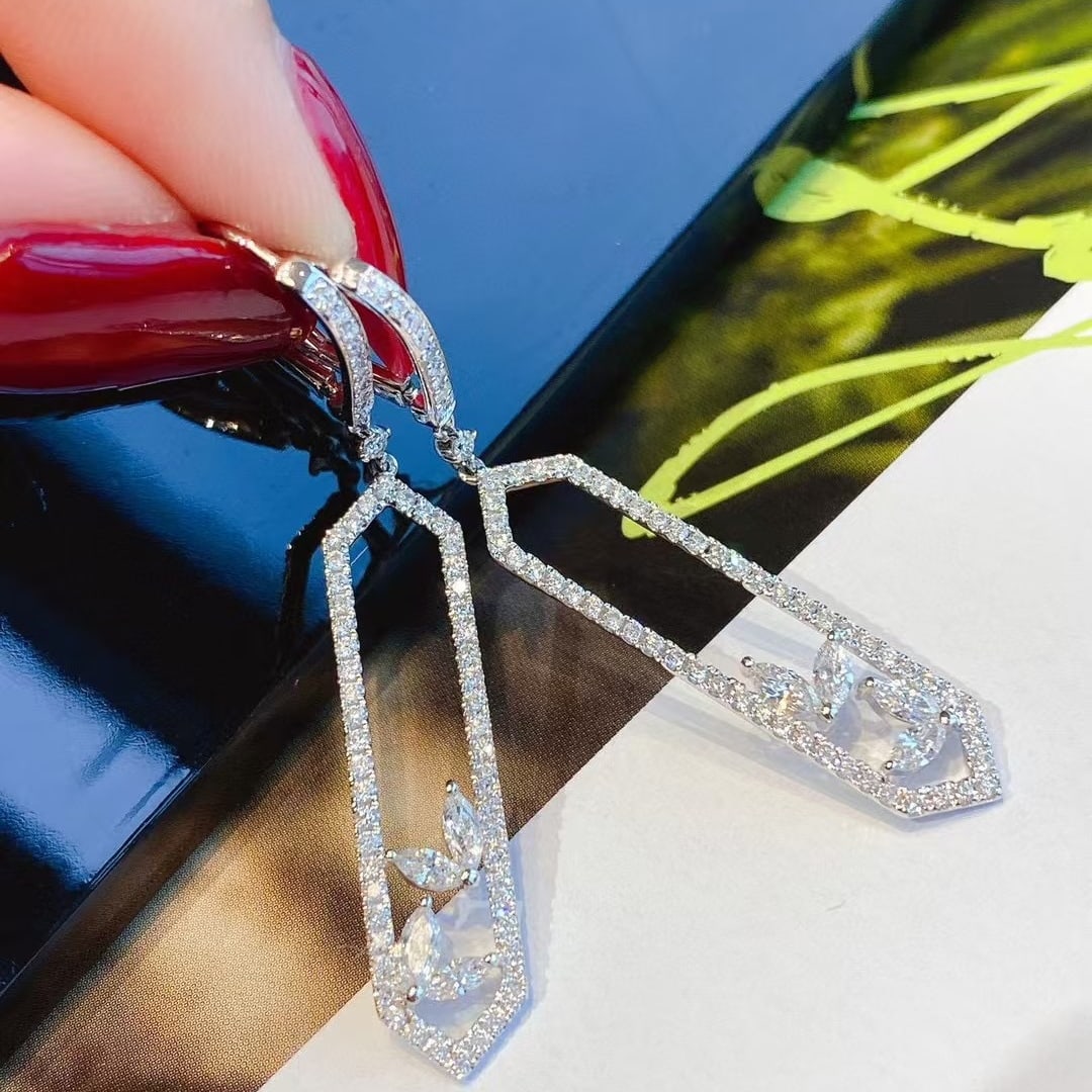 14k Gold 1.16 Ct Natural H Diamond Earrings - 4