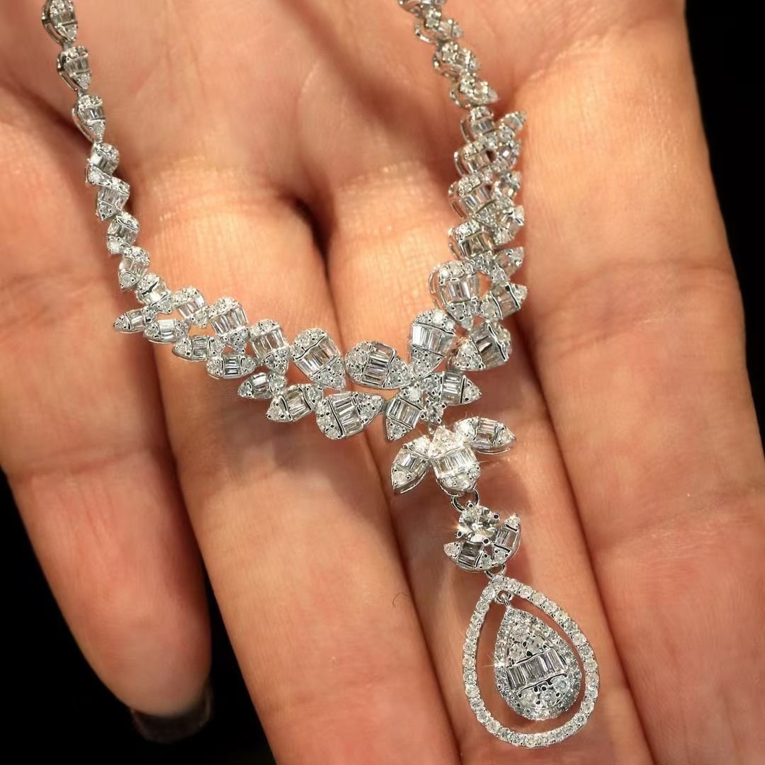 14k Gold 3.4 Ct Natural H Diamond Necklace - 2