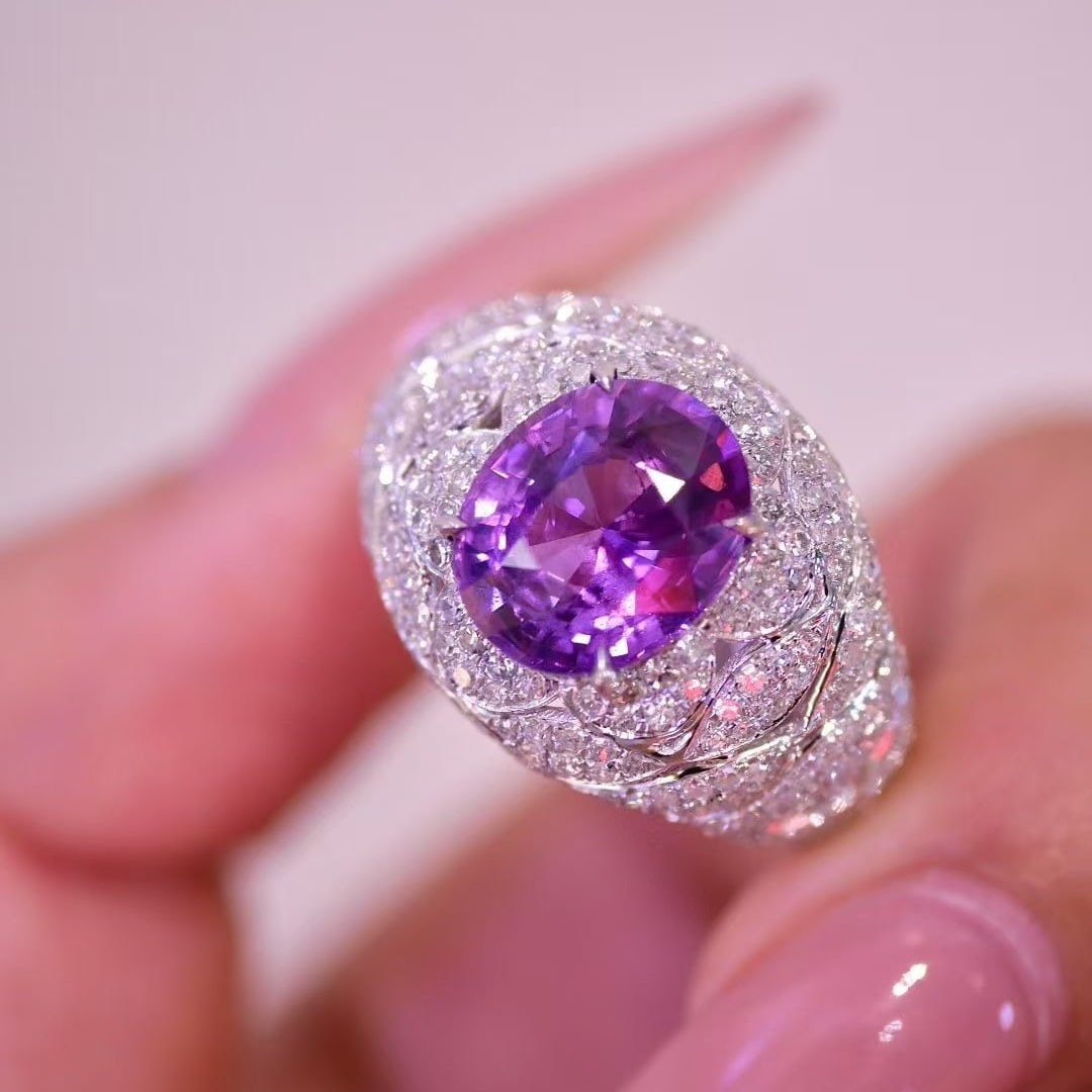 14k Gold 4.62 Ctw Natural Sapphire & Diamond Ring - 3