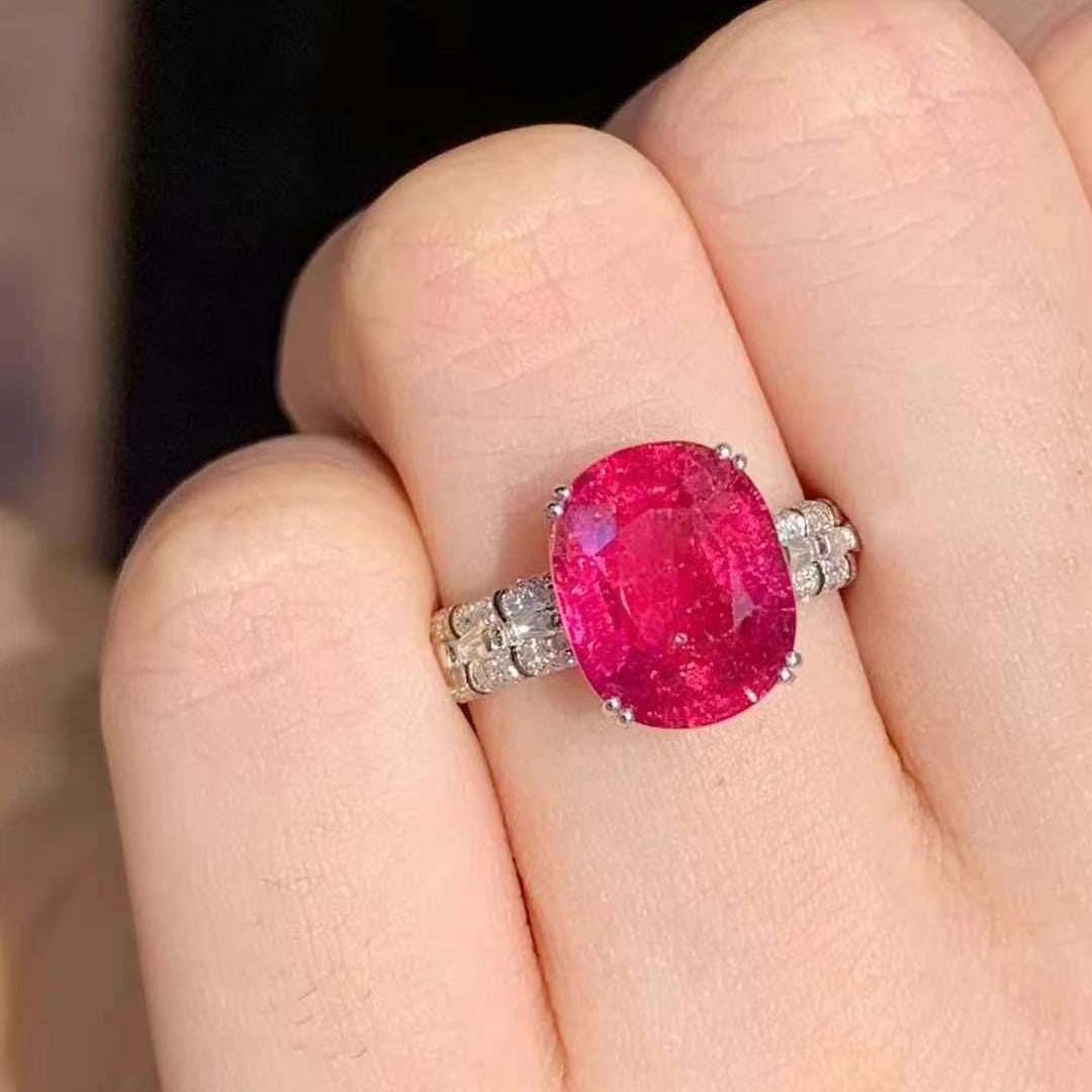 14k Gold 4 Ct Natural Tourmaline & Diamond Ring - 5