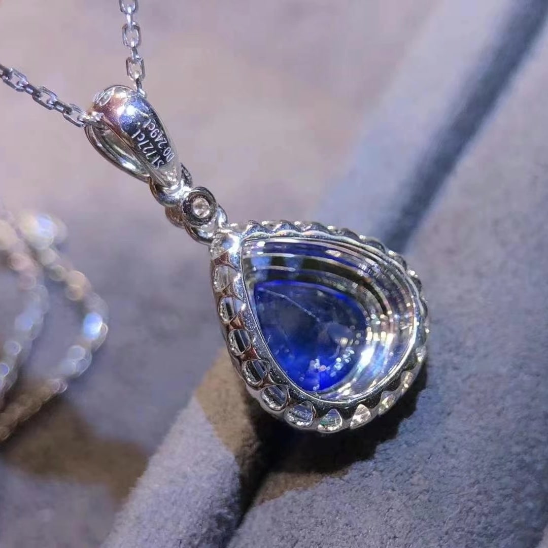 14k Gold 1.97 Ctw Natural Sapphire & Diamond Pendant( Without Chain ) - 3