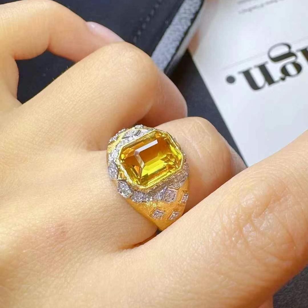 14k Gold 3.86 Ctw Natural Sapphire & Diamond Ring - 4