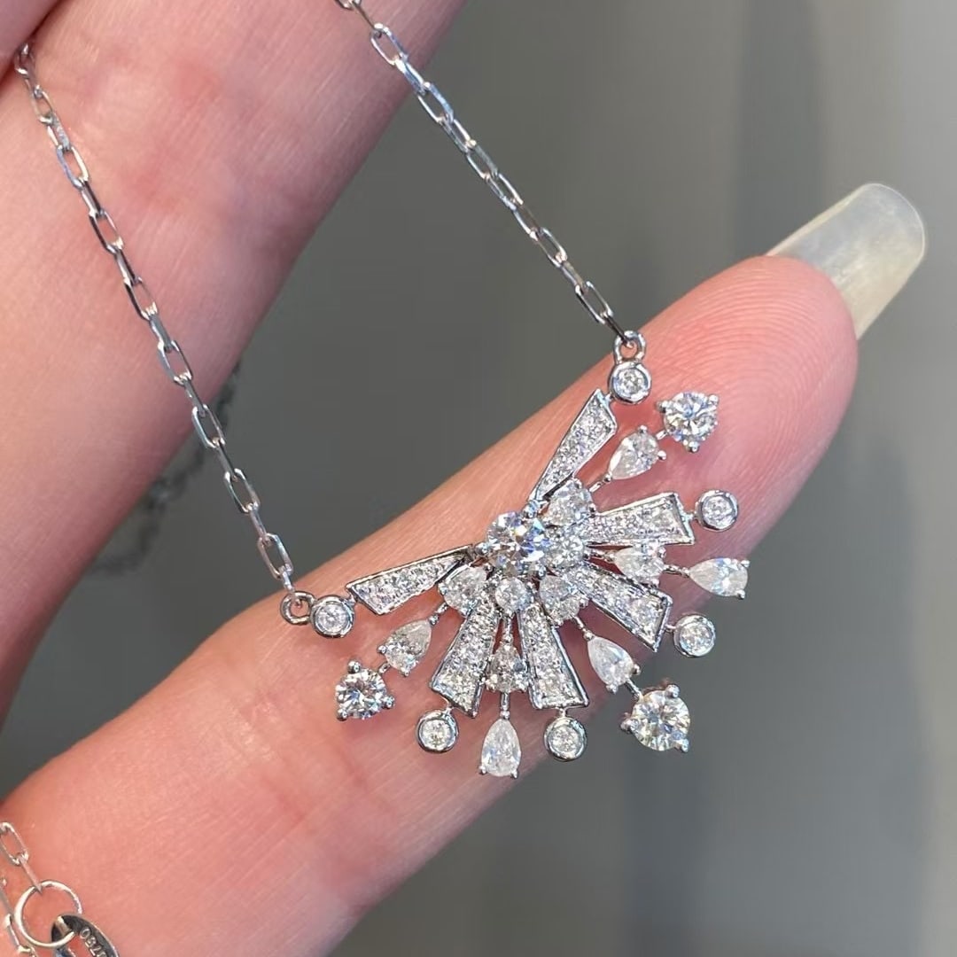 14k Gold 0.99 Ct Natural H Diamond Necklace - 4