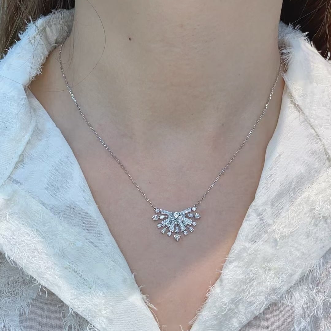 14k Gold 0.99 Ct Natural H Diamond Necklace - 5