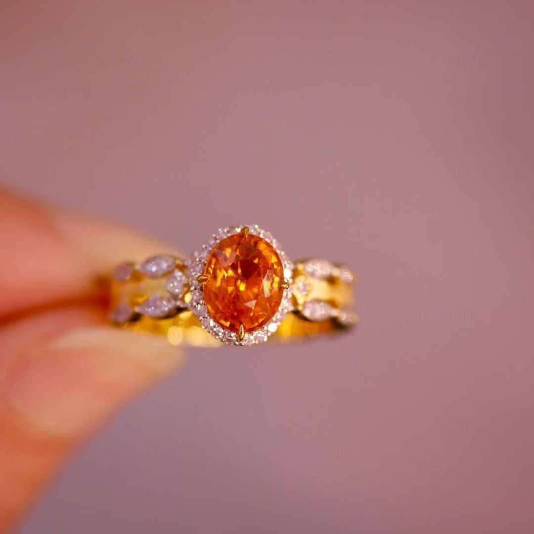 14k Gold 1.90 Ctw Natural Spessartine & Diamond Ring - 2