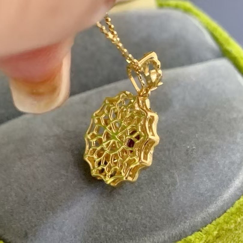 14k Gold 0.38 Ctw Natural Ruby & Diamond Pendant( Without Chain ) - 4