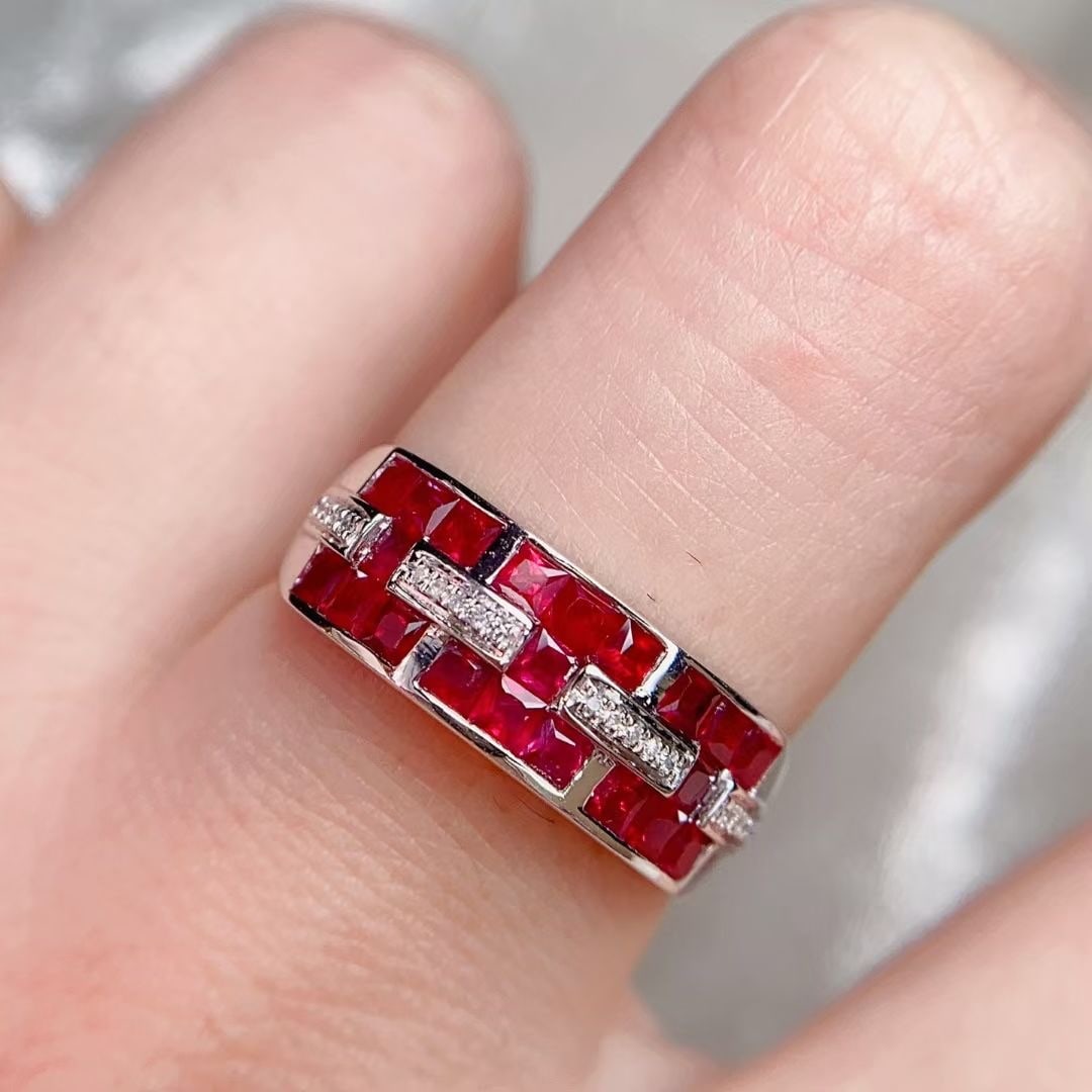 14k Gold 1.45 Ct Natural Ruby & Diamond Ring - 6