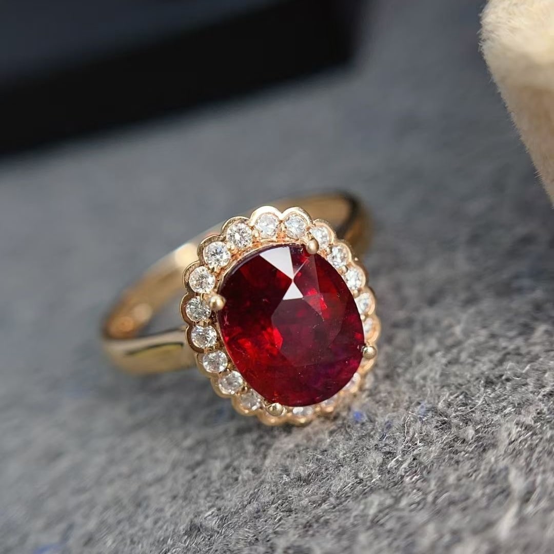14k Gold 2.25 Ct Natural Tourmaline & Diamond Ring - 3