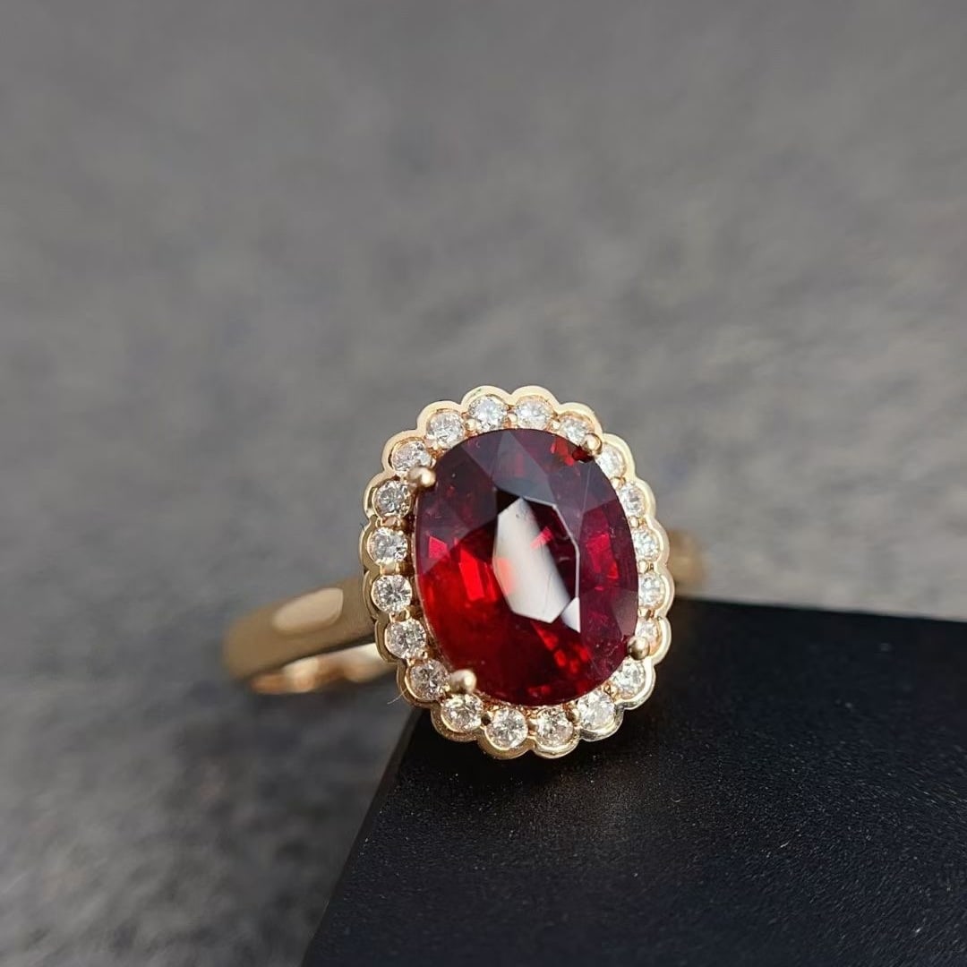 14k Gold 2.25 Ct Natural Tourmaline & Diamond Ring - 6