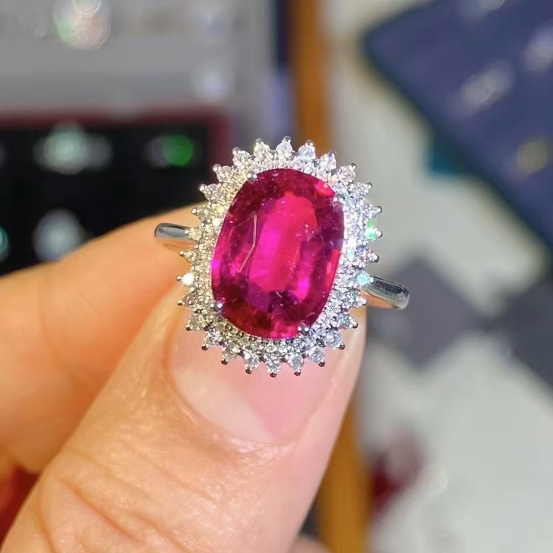 14k Gold 3.56 Ct Natural Tourmaline & Diamond Ring - 3