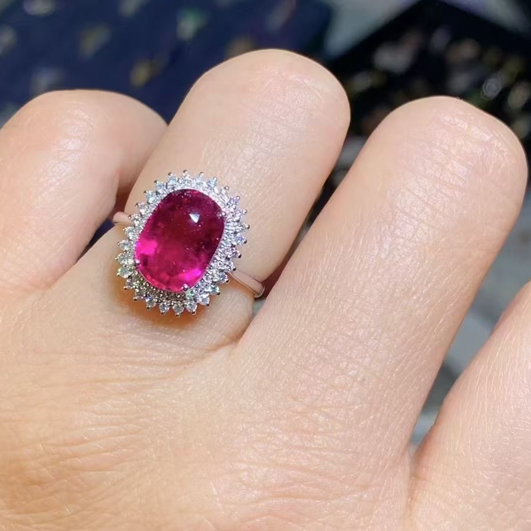 14k Gold 3.56 Ct Natural Tourmaline & Diamond Ring - 5