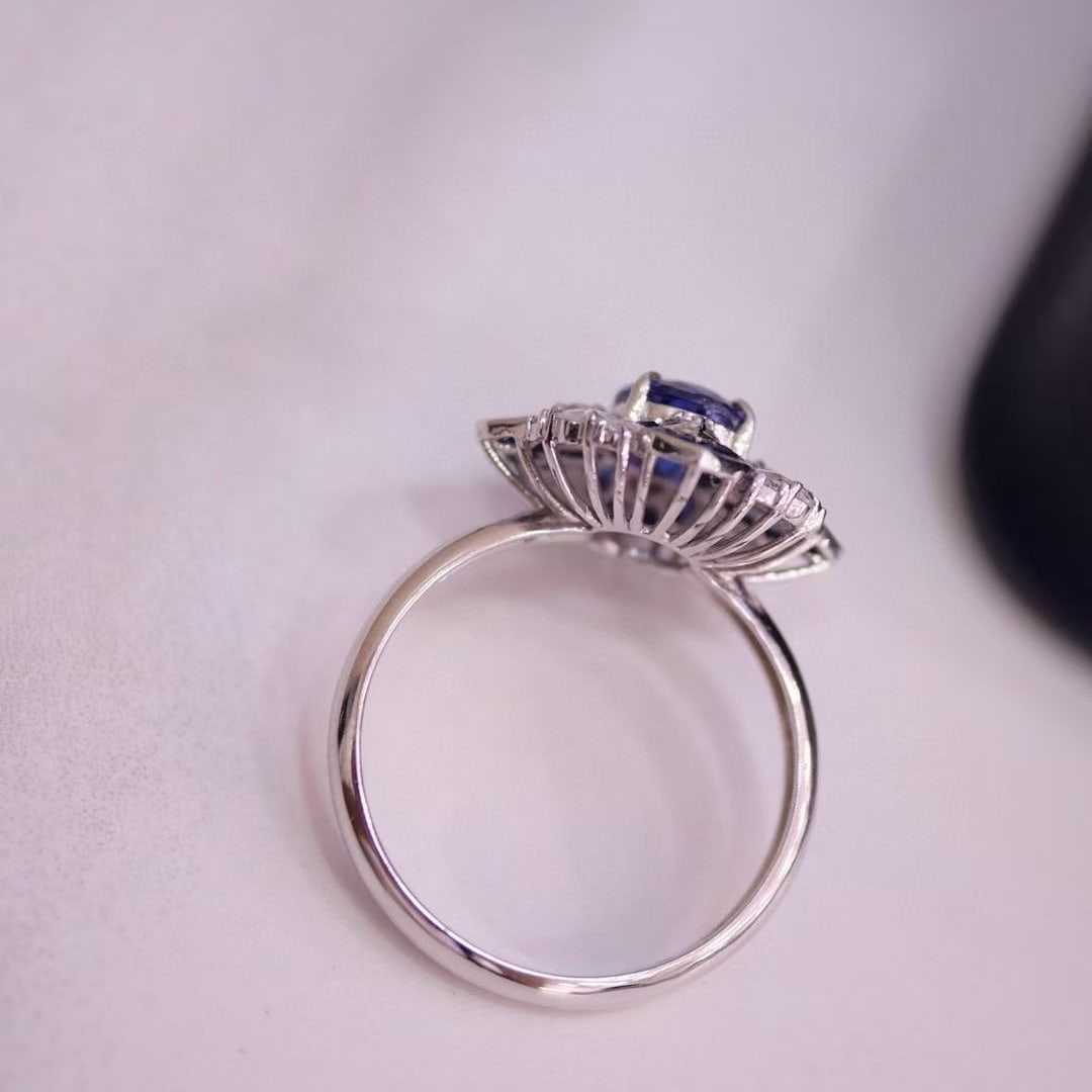 14k Gold 1.45 Ctw Natural Sapphire & Diamond Ring - 3