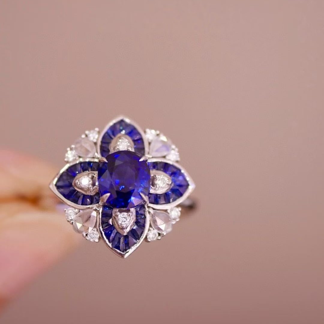 14k Gold 1.45 Ctw Natural Sapphire & Diamond Ring - 5