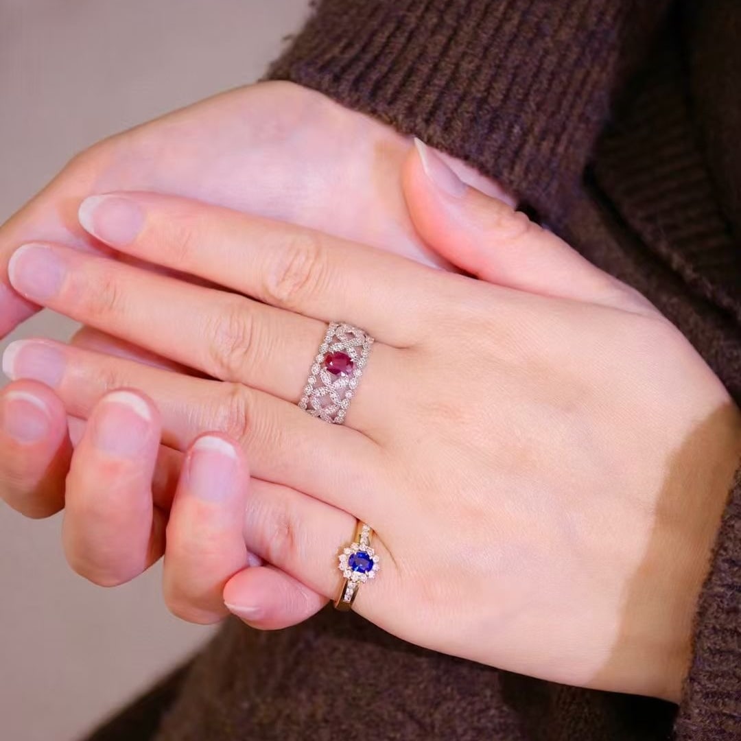 14k Gold 0.5 Ct Vivid Red Natural Ruby & Diamond Ring - 3