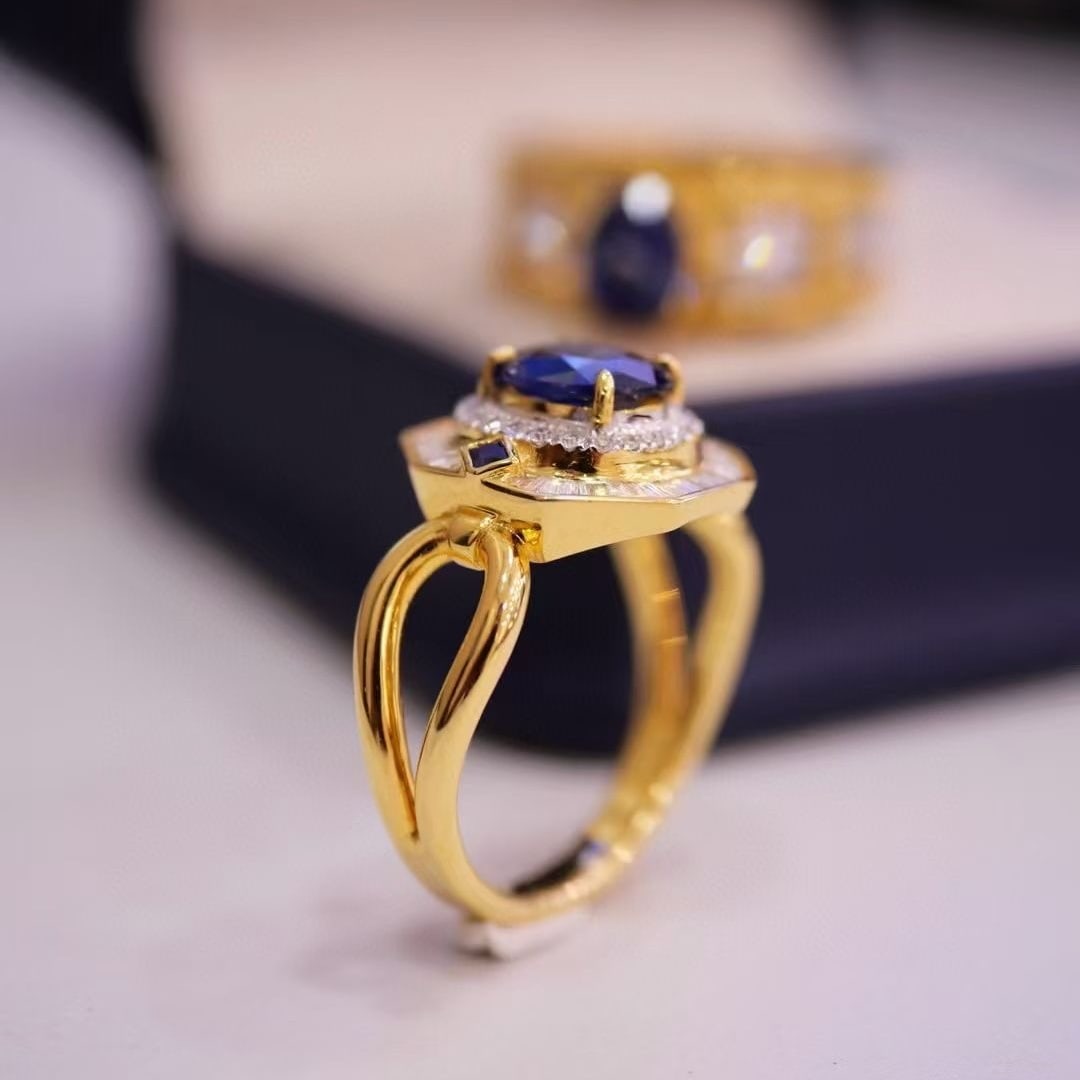 14k Gold 1.6 Ctw Natural Sapphire & Diamond Ring - 2