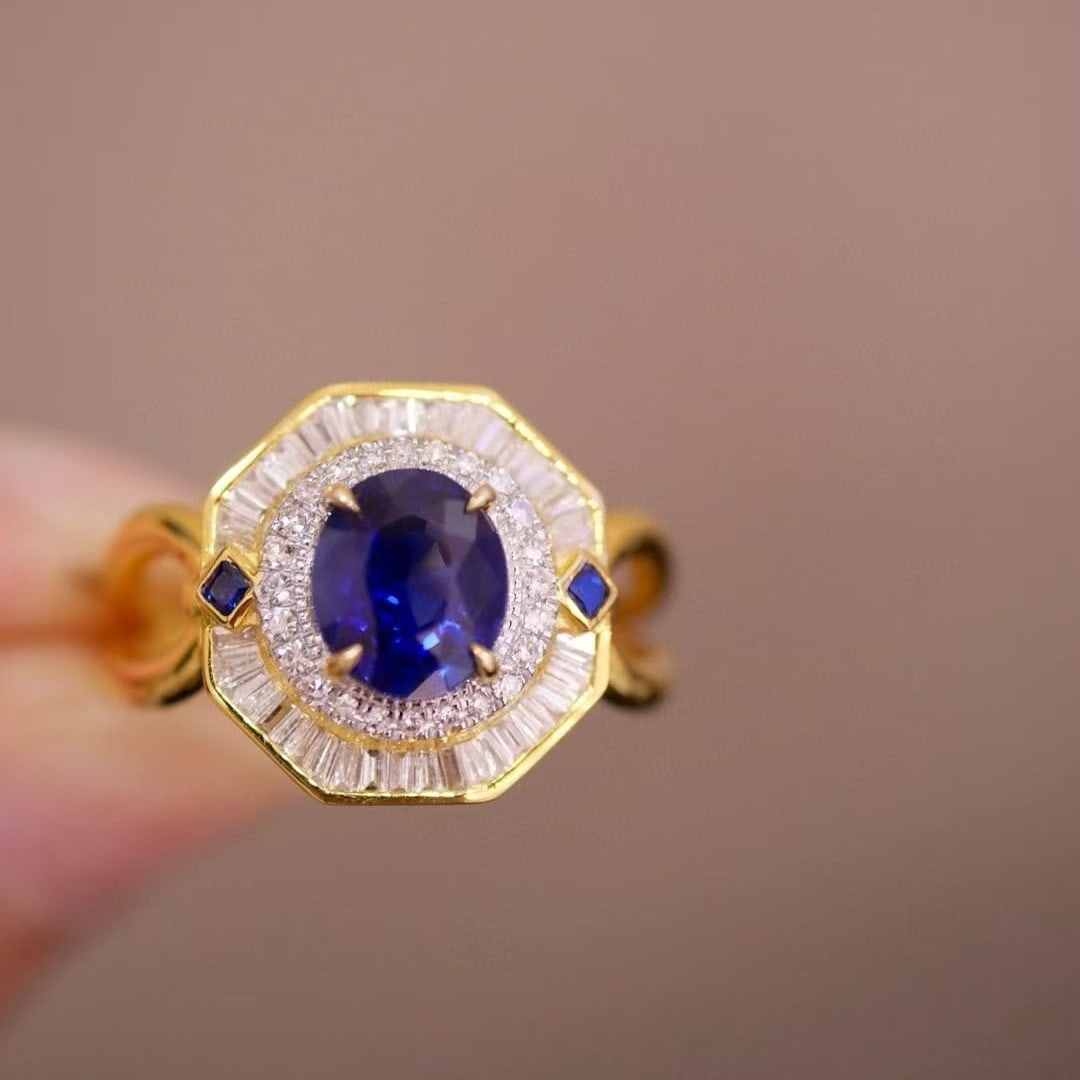 14k Gold 1.6 Ctw Natural Sapphire & Diamond Ring - 4